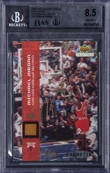 2000-01 UDA "Final Shot" #1A Michael Jordan Game Used Relic Signed Card (#015/100) – BGS NM-MT+ 8.5/BGS 10/UDA